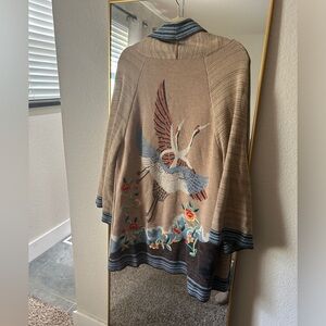 Anthropologie HWR crane embroidered cardigan | medium